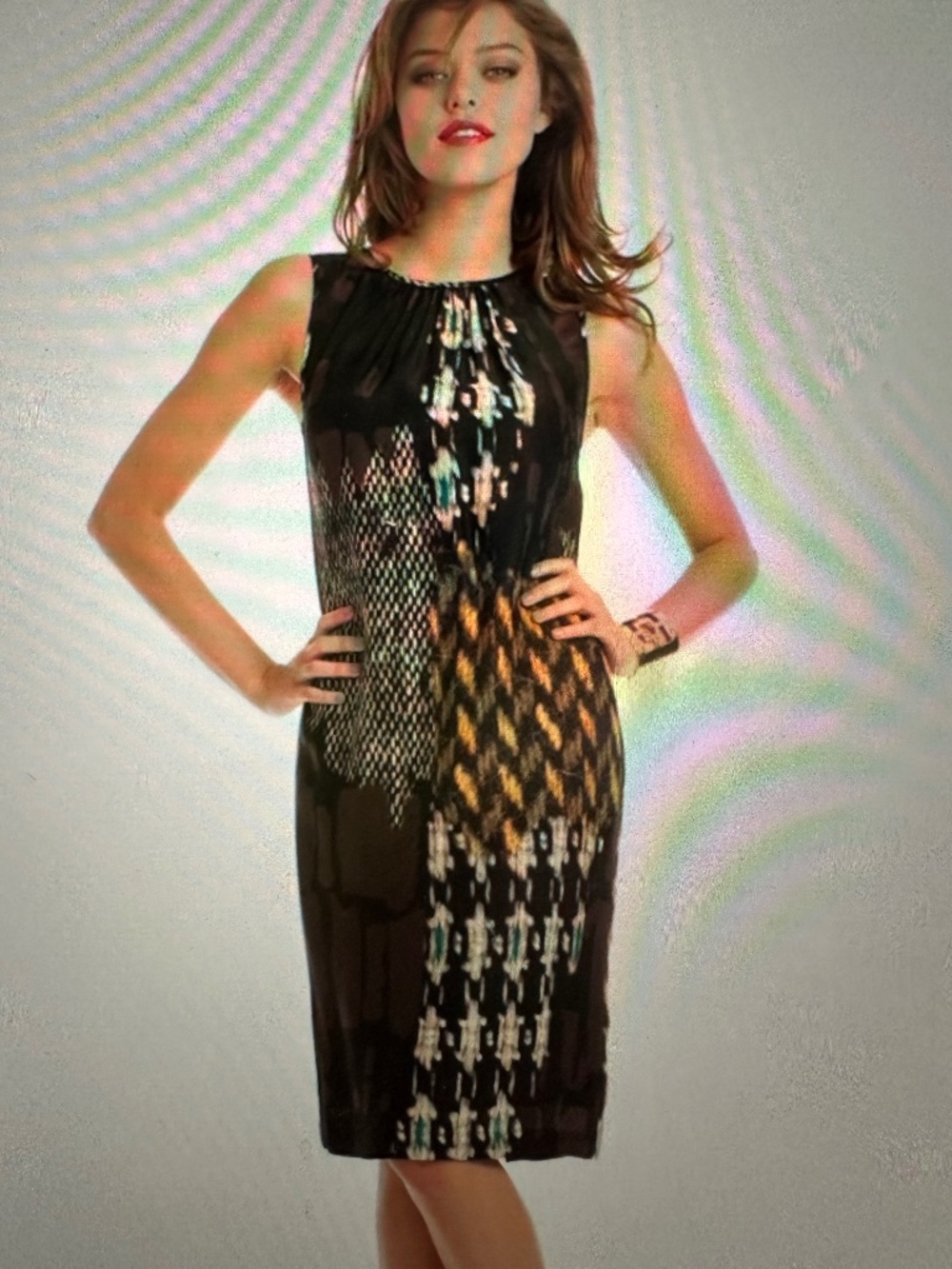 Trina Turk Textured  Silk Shift Midi Dress. NWT
